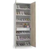 Dmora Armadio Multiuso 2 Ante Angy 37x195h cm Marrone Olmo, 2 Ante 7 Vani Italy