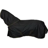 Bucas Irish Turnout 50g + NECK nero/oro tappeto da pioggia per esterni con parte del collo , Buc17_Gr.:145 cm