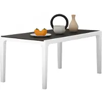 Dmora Tavolo da Esterno Nanaimo 90x160x74h cm Bianco, 6 Posti Resistente ai Raggi uv, Versatile, Salvaspazio