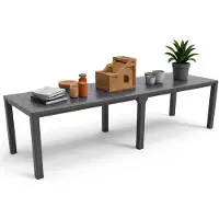 Dmora Tavolo da Esterno Brossard 90x294x75h cm Nero Antracite, 12 Posti Meccanismo Estensione Multiposizione