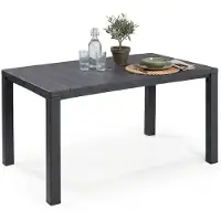 Dmora Tavolo da Esterno Listowel 90x147x75h cm Nero Antracite, 6 Posti Resistente ai Raggi uv, Lavabile, Versatile e Salvaspazio