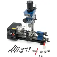 HBM mini tornio per metallo con testa di fresatura 140 x 250 vario, 230 V, BF 13