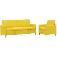 vidaXL Set di divani con spazio contenitore, 2 pezzi, colore giallo chiaro, tessuto: poliestere