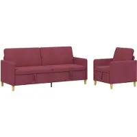 vidaXL Set di divani con spazio contenitore, 2 pezzi, colore bordeaux, tessuto: poliestere