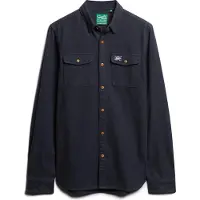 Superdry per uomo. M4010723A Camicia da lavoro in flanella blu navy (XXL), Casual, Manica lunga, Cotone biologico, Sostenibile