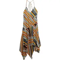 Superdry per donna. W8011881A Abito con orlo a fazzoletto multicolore premium (XS), Casual, Viscosa, Senza maniche / cinghie