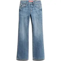 Superdry per donna. W7010797A Jeans skinny blu a vita media svasati (32/30), Casual, Denim, Cotone biologico, Sostenibile