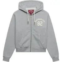 Superdry per donna. W2012712A Felpa con cappuccio e cerniera Relaxed Crop grigia (XS), Casual, Grigio, Cotone