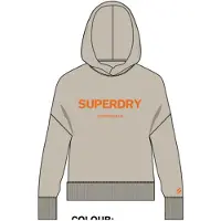 Superdry per donna. W2011829A Felpa Core Sport dal taglio squadrato con cappuccio beige (L), Casual, Cotone, Manica lunga
