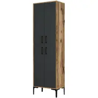 Dmora Armadio Multiuso Grande Amata 35x200h cm Marrone Noce, 2 Ante 6 Vani