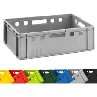 BURI 1x cassa per carne E2 grigio 60x40x20cm cassa di stoccaggio, cassa per carne, cassa per macelleria Eurobox dalla Germania sicura per gli alimenti, robusta, impilabile
