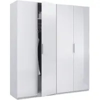 Dmora Guardaroba Grande Aram 52x200h cm Bianco, Appendiabiti 4 Ante