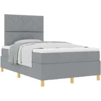 vidaXL Letto a molle con testiera grigio chiaro 120 x 190 cm in tessuto