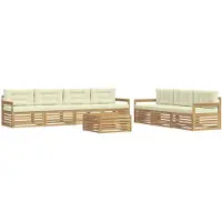 vidaXL Set da salotto da esterno , 8 pezzi, bianco e crema, in poliestere