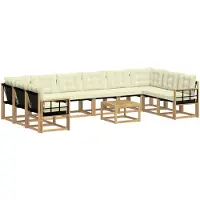 vidaXL Set da salotto da esterno , 11 pezzi, bianco e crema