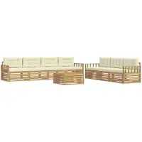 vidaXL Set da salotto da esterno , 8 pezzi, bianco e crema, in poliestere