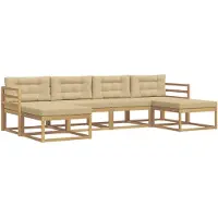 vidaXL Set di divani da esterno, 6 pezzi, bianco e beige