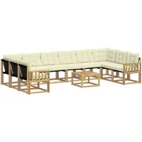 vidaXL Set da salotto da esterno , 11 pezzi, bianco e crema