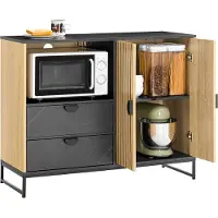 SoBuy Credenza bassa Mobile contenitore con 2 ante Anta a listelli Legno chiaro e nero FSB103-N