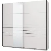 Dmora Guardaroba Grande Spartano 220x218h cm Bianco Opaco, Appendiabiti 2 Ripiani