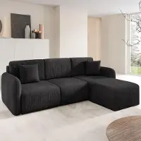 Dmora Ranco - Divano Letto con Penisola, 245x185 cm Nero, Contenitore