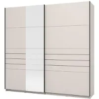 Dmora Guardaroba Grande Spartano 220x218h cm Bianco Crema, Appendiabiti 2 Ripiani