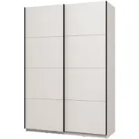 Dmora Guardaroba Grande Tredozio 146x218h cm Bianco Opaco, Appendiabiti 2 Ripiani