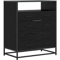 vidaXL Mobiletto con cassetti, 4 cassetti, nero, effetto legno di quercia
