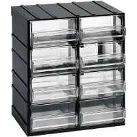 Dmora Armadio Multiuso 2 Ante Atanasia 14.8x23h cm Nero Antracite, 8 Cassetti Apertura Scorrevole Italy