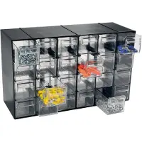 Dmora Armadio Multiuso 2 Ante Adorata 14.2x22.8h cm Nero Antracite, 24 Cassetti Apertura Scorrevole Italy