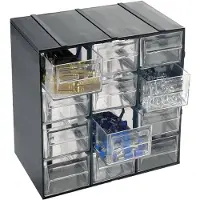 Dmora Armadio Multiuso 2 Ante Adorata 14.2x22.8h cm Nero Antracite, 12 Cassetti Apertura Scorrevole Italy
