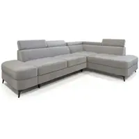 Masseno Divano ad angolo AVISE M R-S con funzione letto a L, divano con contenitore, divano da salotto, divano, divano letto, set divani - Grigio chiaro, MONOLITH 84