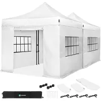 Vonroc Gazebo 6x3 m – Tenda per feste Premium Easy‑Up | Set inclusivo di 2 tende, pareti laterali e kit di collegamento – Bianco