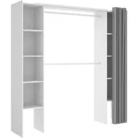 Dmora Guardaroba Grande Acron 50x205h cm Bianco, Appendiabiti Apertura Tenda