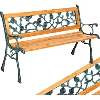 TecTake panchina da giardino Marina L 124 x P 52 x H 74 cm, in legno e ghisa, colore naturale