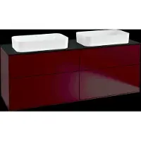 Villeroy & Boch Finion meuble sous lavabo, 4 tiroirs, avec éclairage, pour 2 lavabos, avec robinet, 1600x603x501mm, Glass Black Matt, G31200HB, G31200HB