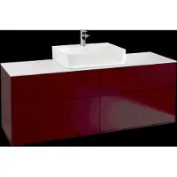 Villeroy & Boch Finion meuble sous lavabo, avec éclairage, lavabo au centre, 1600x603x501mm, Glass White Matt, G19100HB, G19100HB