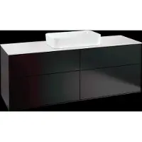 Villeroy & Boch Finion meuble sous lavabo, 4 tiroirs, avec éclairage, avec trou pour robinetterie, 1600x603x501mm, Glass White Matt, G32100PD, G32100PD
