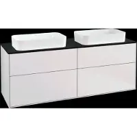 Villeroy & Boch Finion meuble sous lavabo, 4 tiroirs, avec éclairage, pour 2 lavabos, avec robinet, 1600x603x501mm, Glass Black Matt, G31200MT, G31200MT