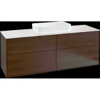 Villeroy & Boch Finion meuble sous lavabo, 4 tiroirs, avec éclairage, avec trou pour robinetterie, 1600x603x501mm, Glass White Matt, G32100GN, G32100GN
