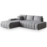 Masseno Divano angolare ALESE L-S con funzione letto a L, divano con box letto, divano da soggiorno, divano, divano letto, set di divani - grigio chiaro, MONOLITH 84