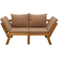 vidaXL : Panchina da giardino 3-in-1 con cuscini, realizzata in legno di acacia massello, finitura naturale