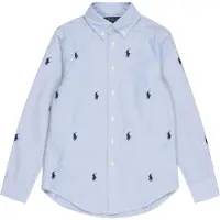 Ralph Lauren per ragazzo. 323878876001 Camicia oxford in cotone con cavallo blu ((M) 8/9años= 140/149cm), Casual, Manica lunga, moda pe