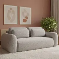 Dmora Sessame - Divano Letto 3 Posti, 266x121 cm Grigio Chiaro, Contenitore