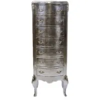 Casa Padrino Comò in stile barocco, colore argento, con 7 cassetti, dimensioni 120 x 45 x 35 cm - Mobile in stile antico
