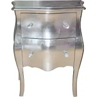 Casa Padrino Comò in stile barocco, aspetto antico, colore argento, realizzato in legno massello, altezza 78 cm, larghezza 62 cm, profondità 36 cm