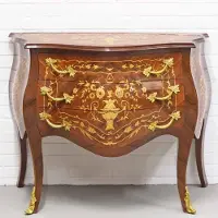 Casa Padrino Comò in stile barocco della collezione , con 3 cassetti, color marrone, intarsi dorati, dimensioni: 100 x 50 x 80 cm (altezza)