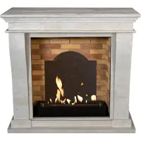 Xaralyn Caminetto a etanolo - Kreta-Mini BME-SWP - pietra naturale levigata bianca - riscaldamento a 3 kW - caminetto da incasso incluso - caminetto decorativo