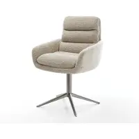DELIFE sedia girevole Abelia-Flex con braccioli in tessuto intrecciato base beige morbida grafite funzione dondolo girevole a 360°