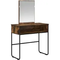 vidaXL Comò da trucco, legno massello di quercia affumicata, 81 x 40 x 131 cm
